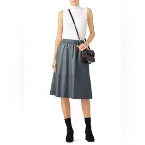 Bagatelle 100% Leather Midi Skirt NEW Asphalt Gray Sz M Rent the Runway